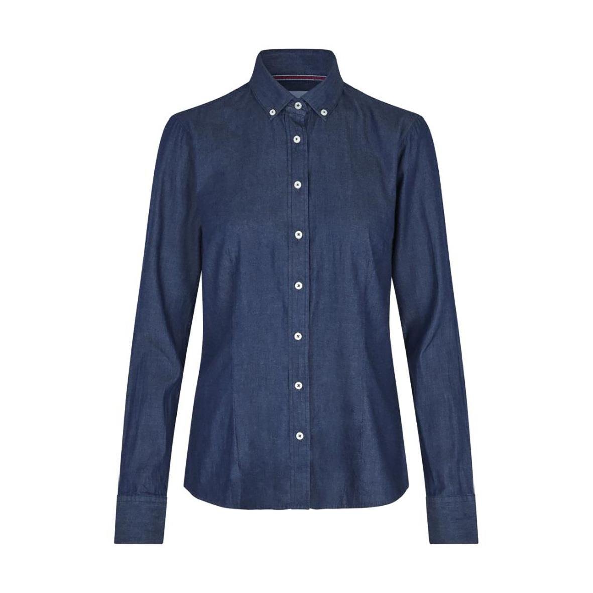 Dam skjorta i mjuk denim i indigo färg med knappar framtill och krage