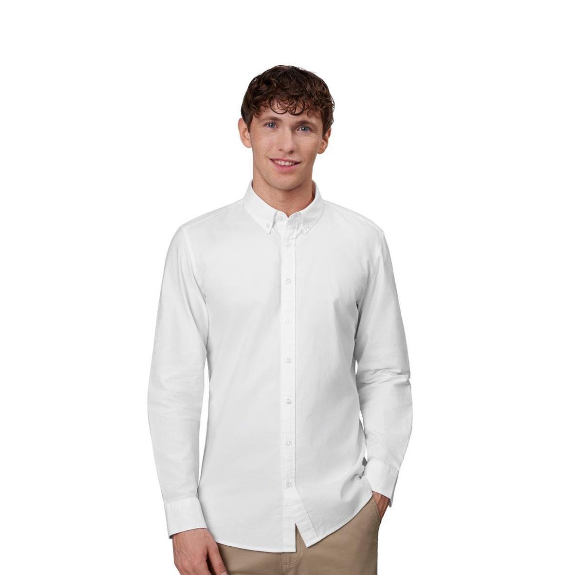 Vit skjorta Seven Seas S61 Oxford Slim med knappar och lång ärm på man