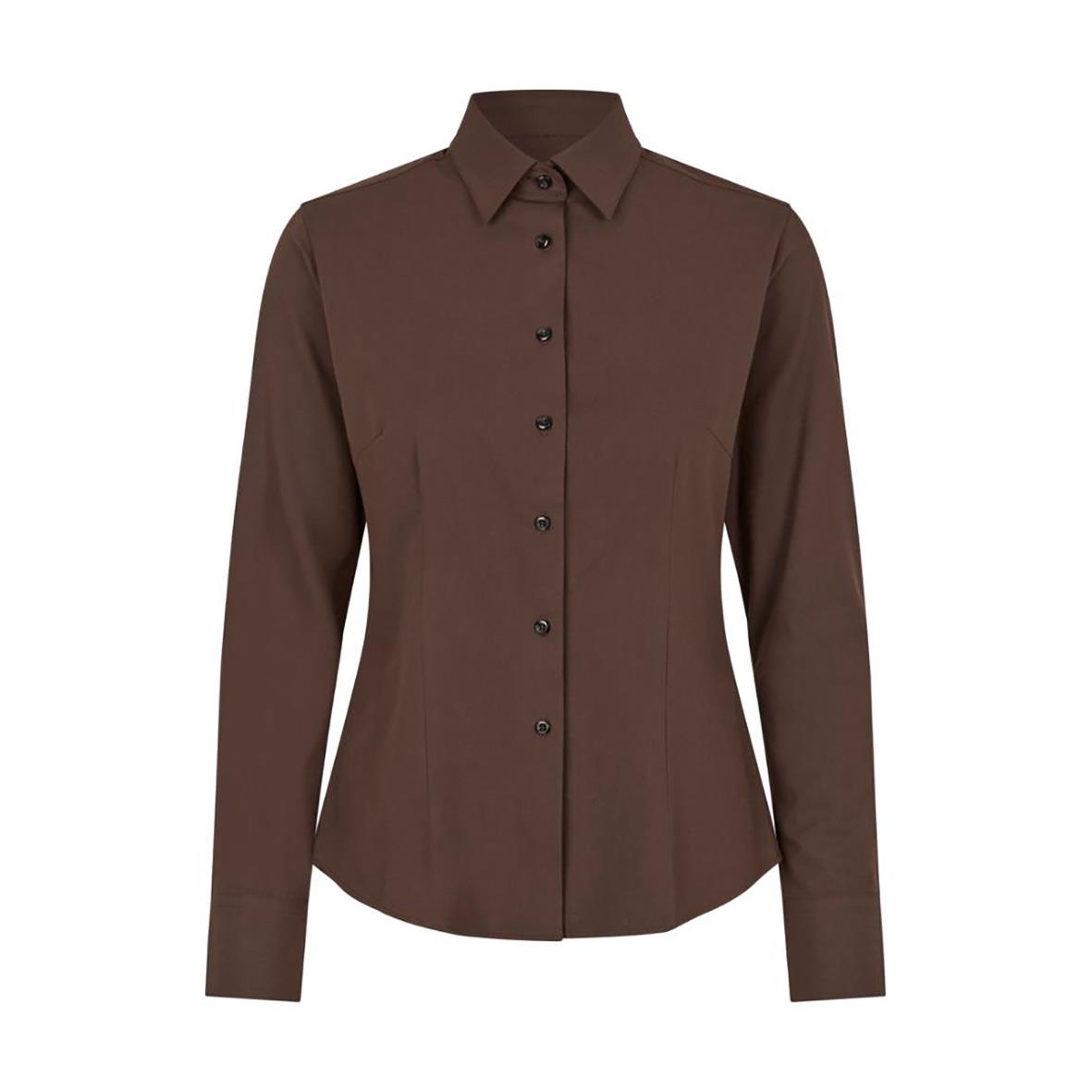 Brun damskjorta med knappar och krage från Seven Seas S52