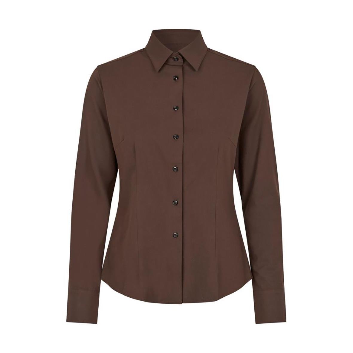 Brun damskjorta med knappar och krage från Seven Seas S52