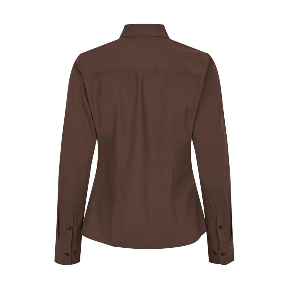Brun skjorta för dam med knappar på ärmarna och klassisk krage