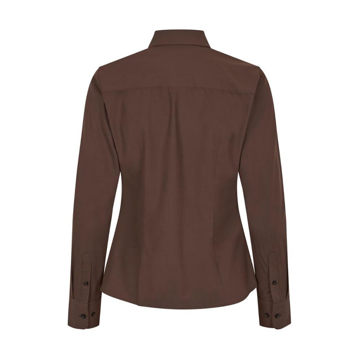 Brun skjorta för dam med knappar på ärmarna och klassisk krage