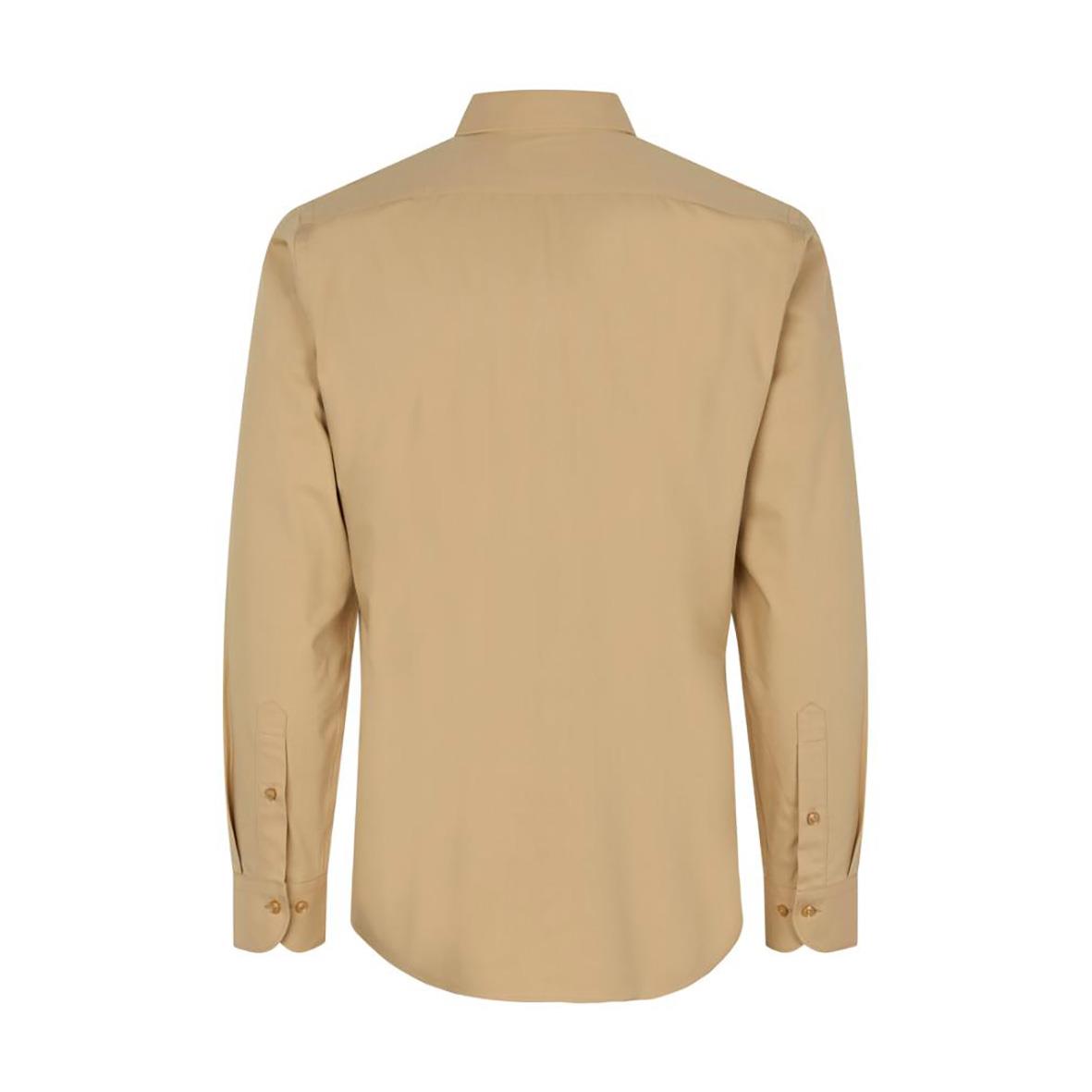 Beige skjorta från Seven Seas S51 Hybrid Slim Sand S sett bakifrån
