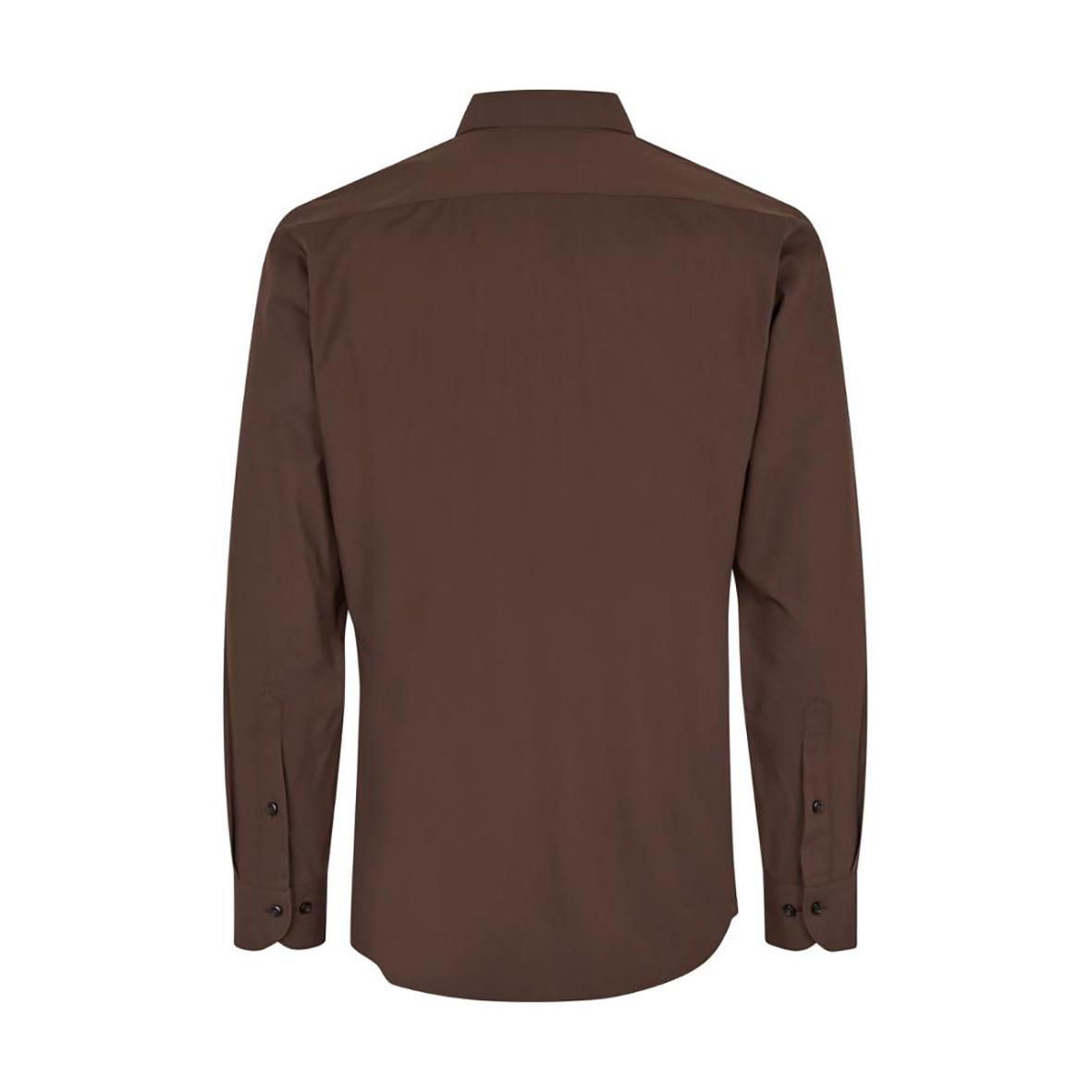 Brun skjorta med krage och knappar på ärmarna, märkt Skjorta Seven Seas S51 Hybrid Slim Mocka S