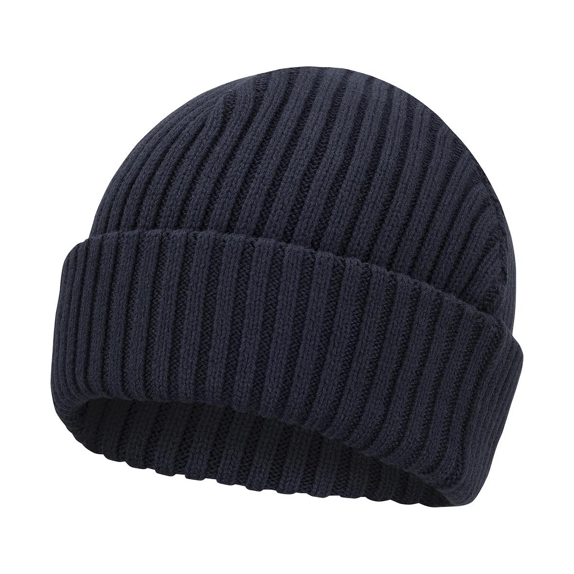 Marinblå ribbad mössa av mjukt material