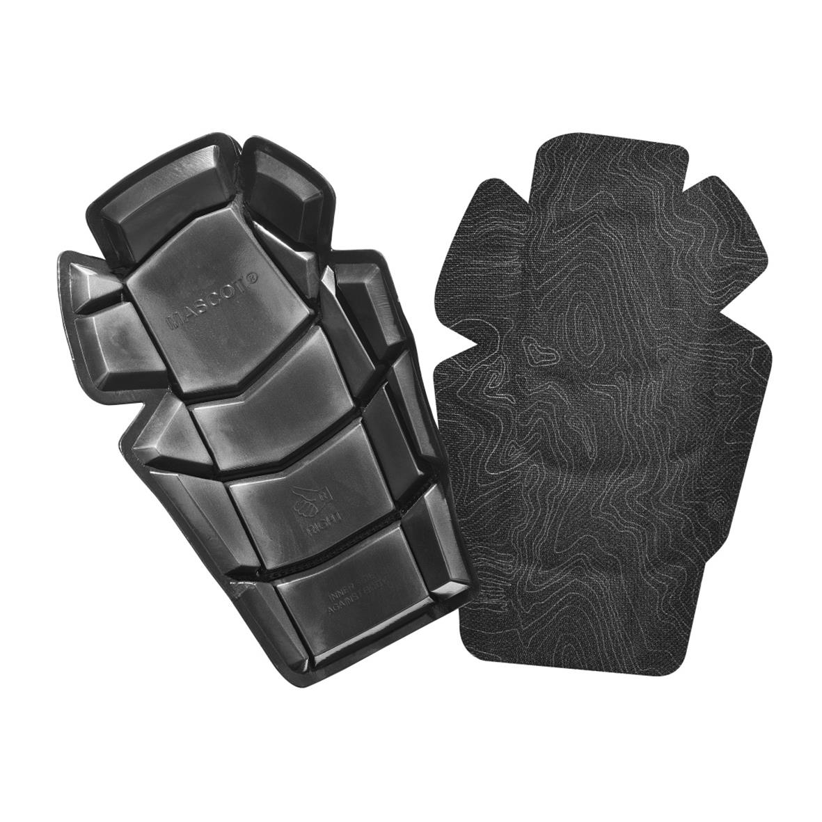 Svarta knäskydd av märket Mascot, modell 22350-209, lång, med skyddsplattor och vadderad insida