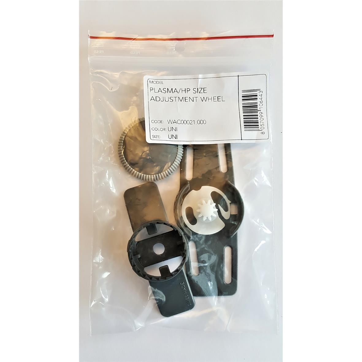 Reparationskit för kask, plasma och rattjustering i plastpåse med olika små delar