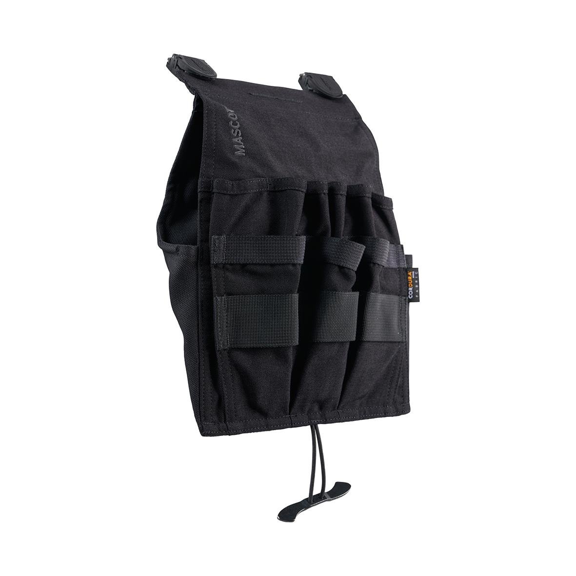 Svart hängficka för elektriker med flera fack och justerbar snodd