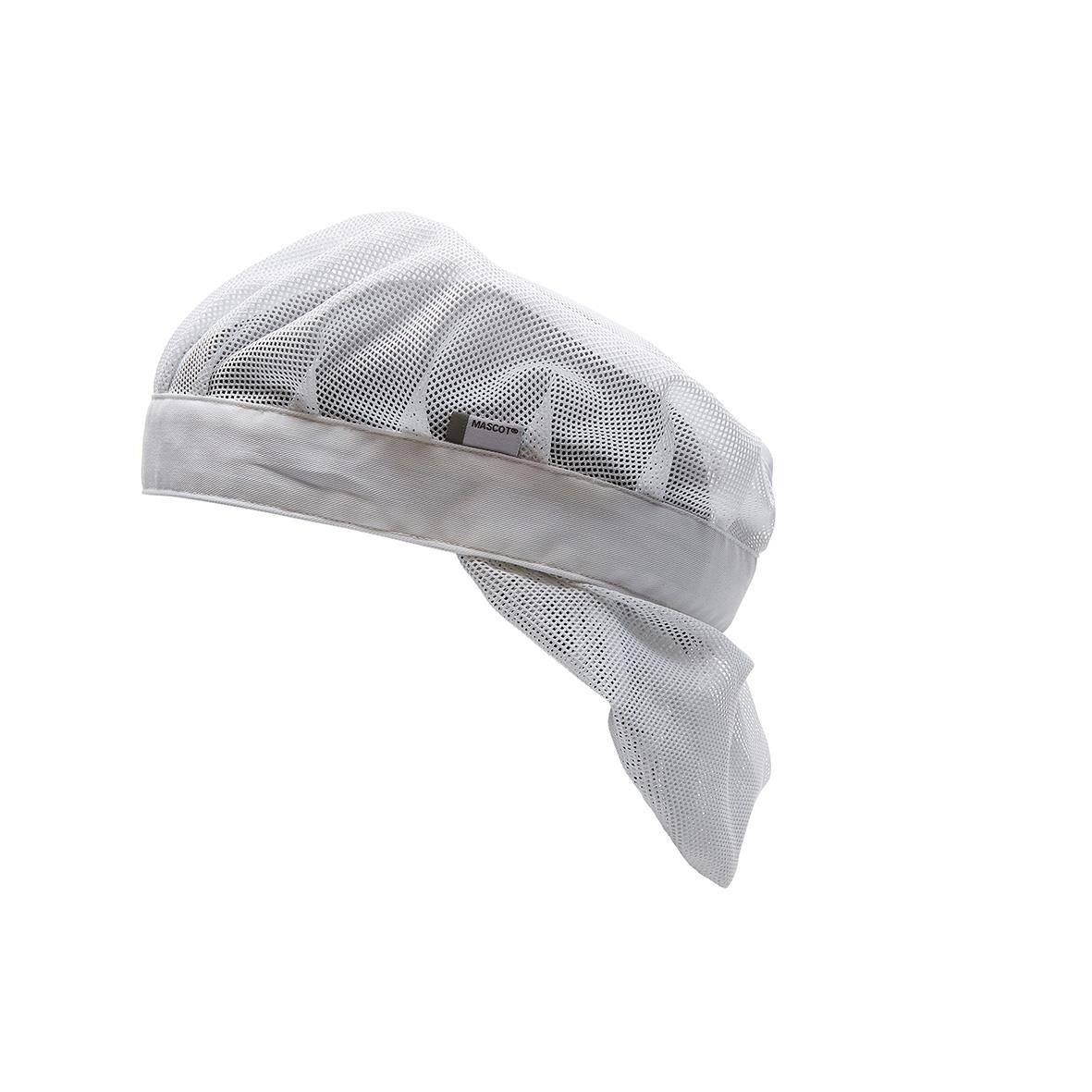 Vit nätmössa eller huvudbonad av tyg och meshmaterial