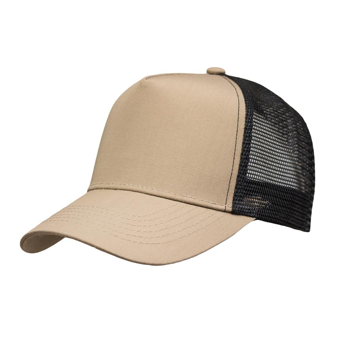 Beige och svart truckerkeps med mesh bakdel