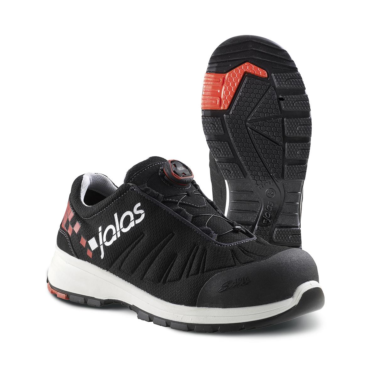 Svart skyddssko Jalas 7138 Zenit Evo Easyroll med vit och röd detalj, sula för arbetsmiljö