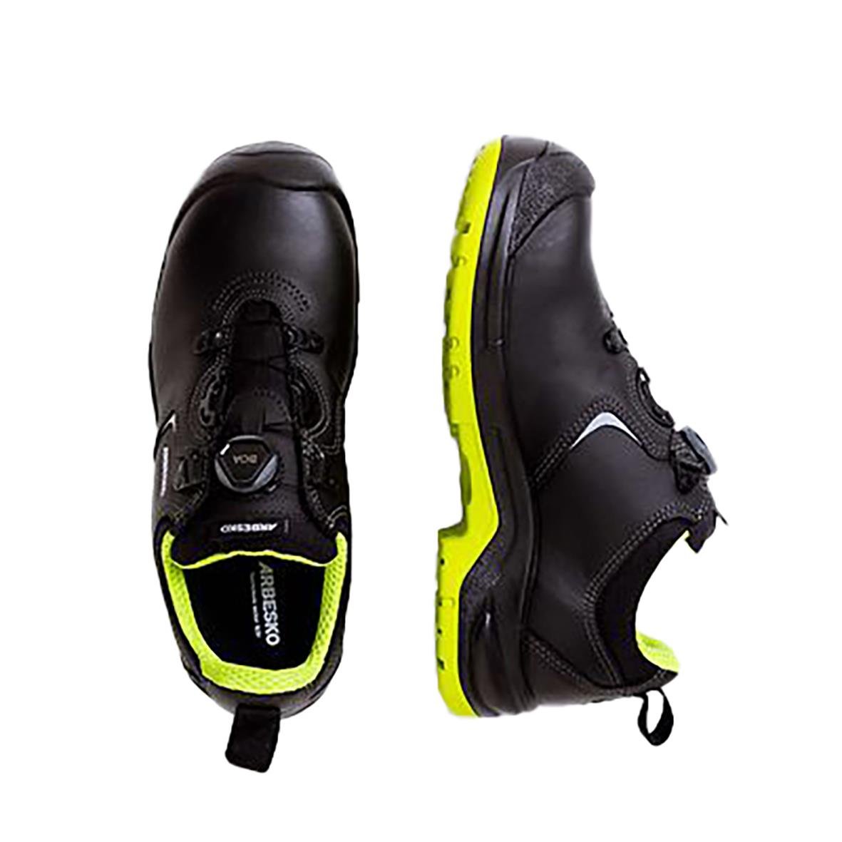 Skyddssko Arbesko 945 i svart med limegröna detaljer, storlek 38