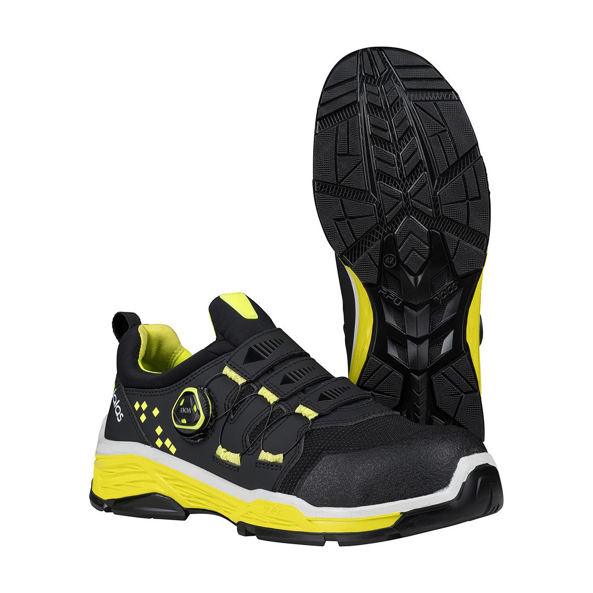 Svarta och gula skyddsskor Jalas TIO 2068 med kardborreband och grov sula