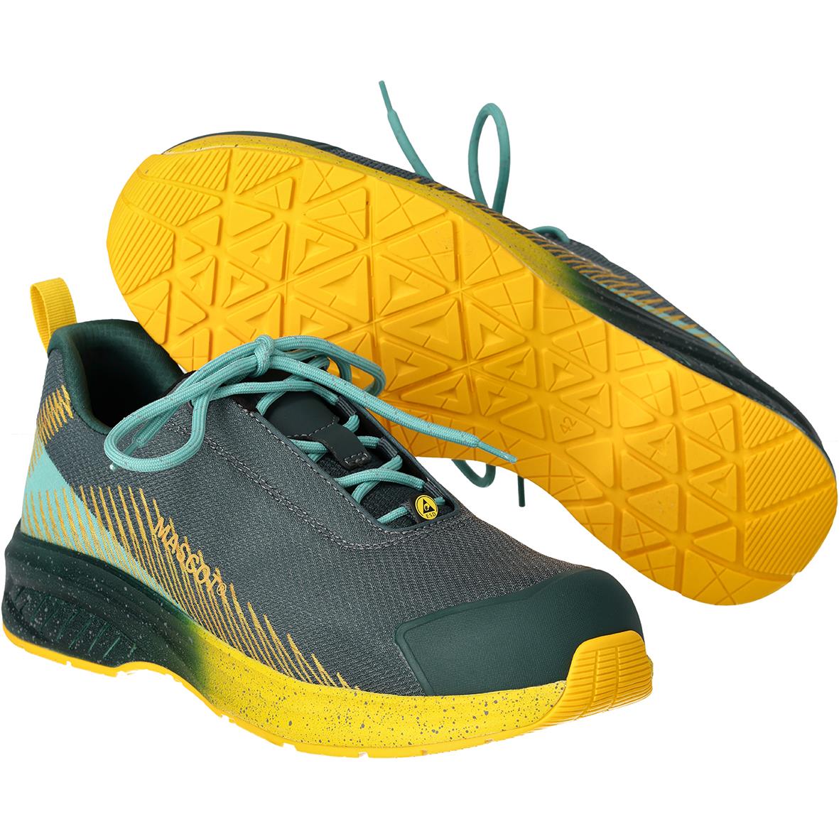 Skyddssko Mascot F1600-909 S1PS i skogsgrön och solgul med gummisula