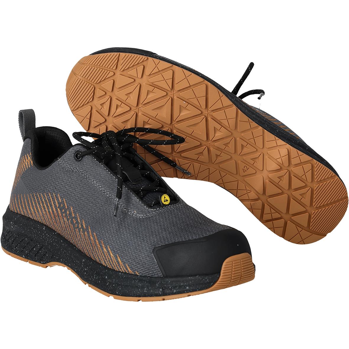 Skyddssko Mascot F1600-909 S1PS med snöre i stengrå och sandfärgad sula, storlek 36