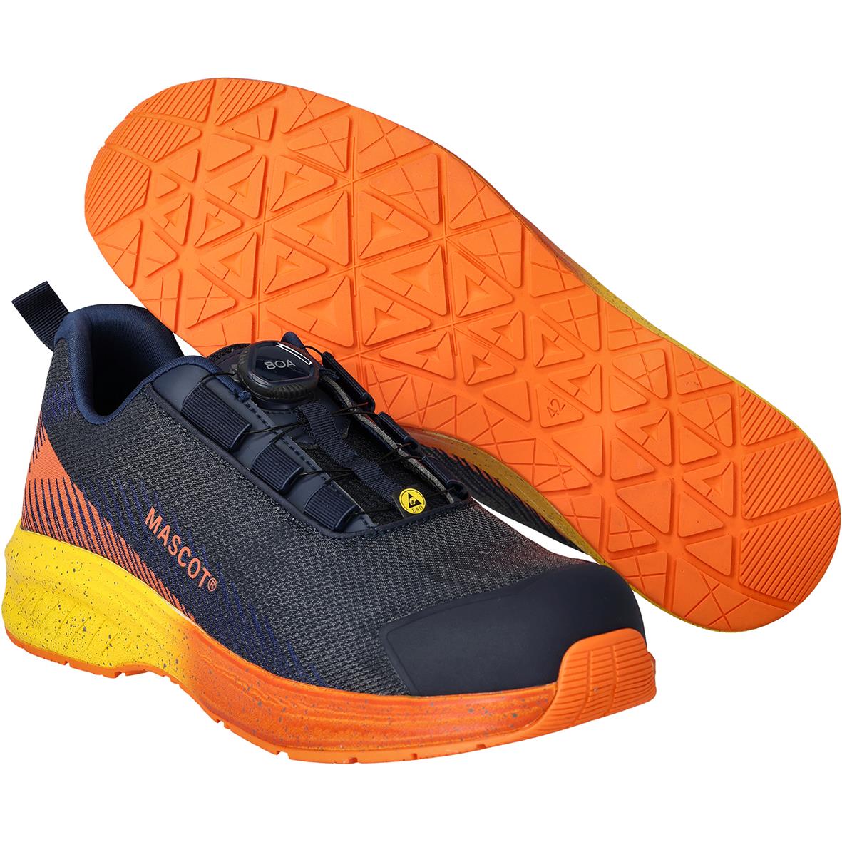 Skyddssko Mascot F1601-909 S1PS Boa Marin/Orange i storlek 36 med svart och orange design