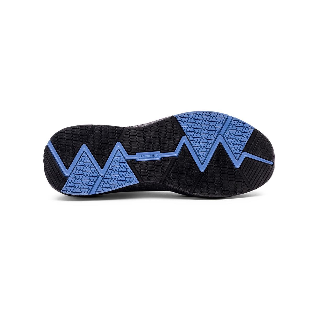 Svart och blå skyddssko Monitor Paradox T i storlek 38, med mönstrad sula för bra grepp