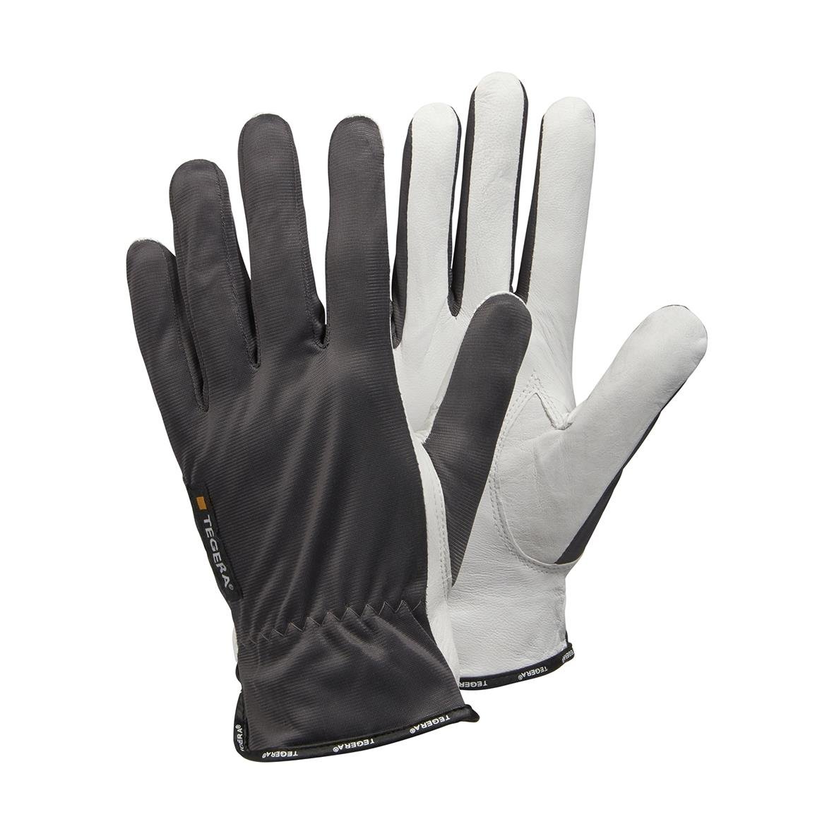 Montagehandske Tegera 114 Getnarv 7, svart och vit, skyddshandske för montage