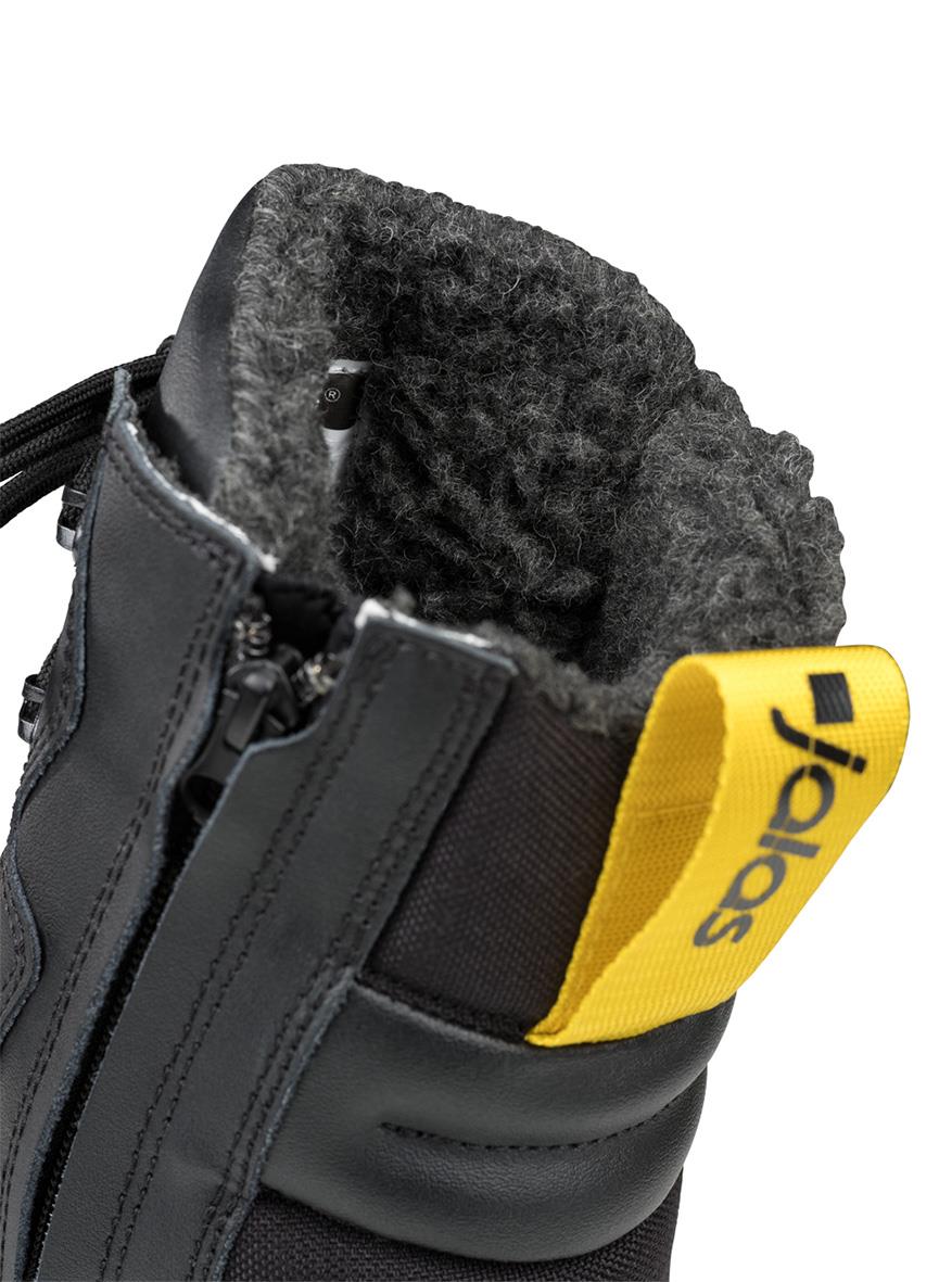 Skyddskänga Jalas 2808 Gran Premio 35 med svart läder och varm fleecefoder samt gul Jalas-flagga