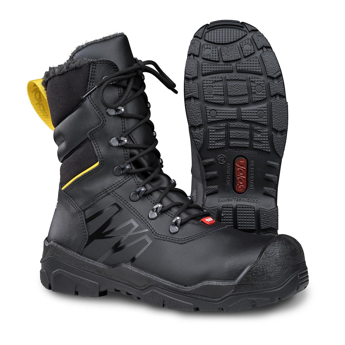 Skyddskänga Jalas 2808 Gran Premio i storlek 38, svart med gul detalj och kraftig sula för arbetsbruk