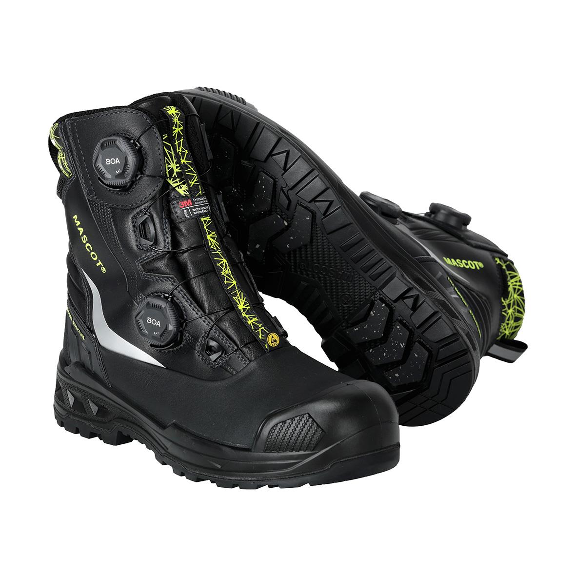 Svarta skyddskängor Mascot F1301 S7S BOA med snörning och kraftig sula
