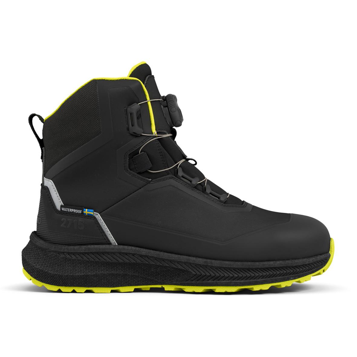 Svart skyddskänga Arbesko Tech 2715 Mellanhög Boa Vinter 35 med gul detaljer