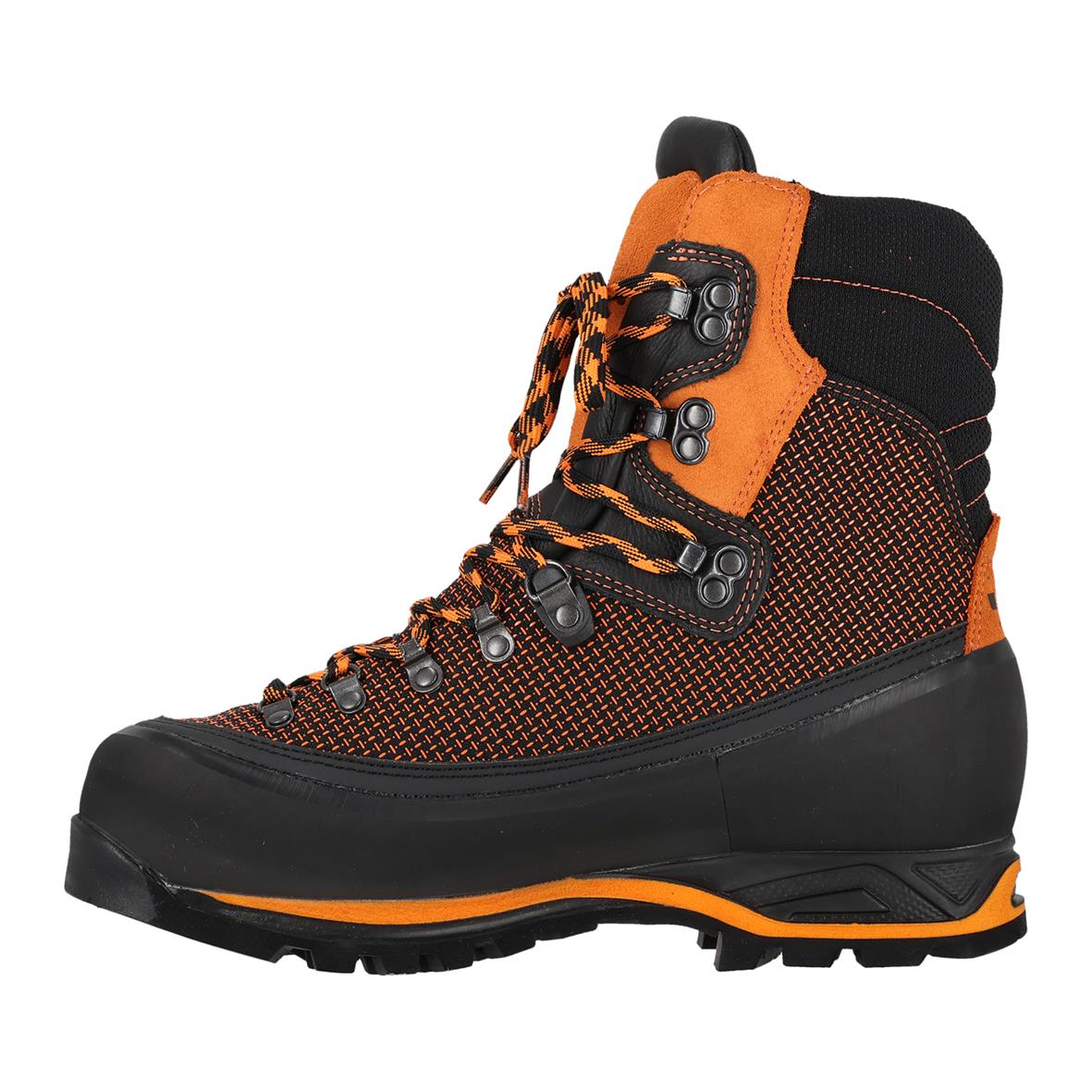 Svart och orange sågskyddskänga Jalas 1988 GTX 39 med snörning och robust sula