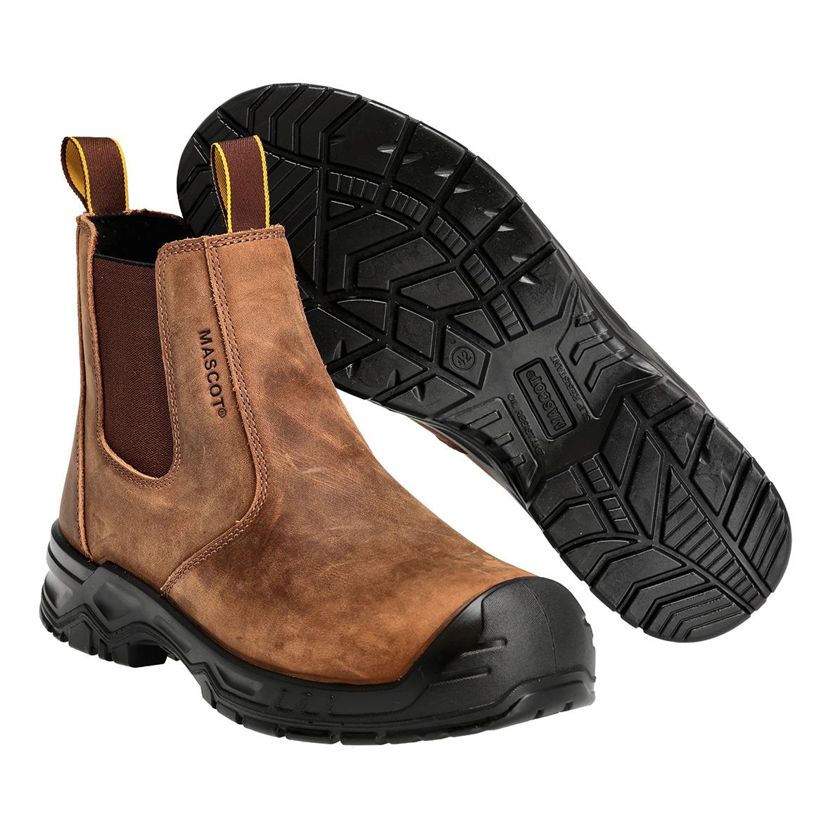 Skyddskänga Mascot F1000-715 S3S i nötbrun/svart med robust sula och skyddsskoegenskaper