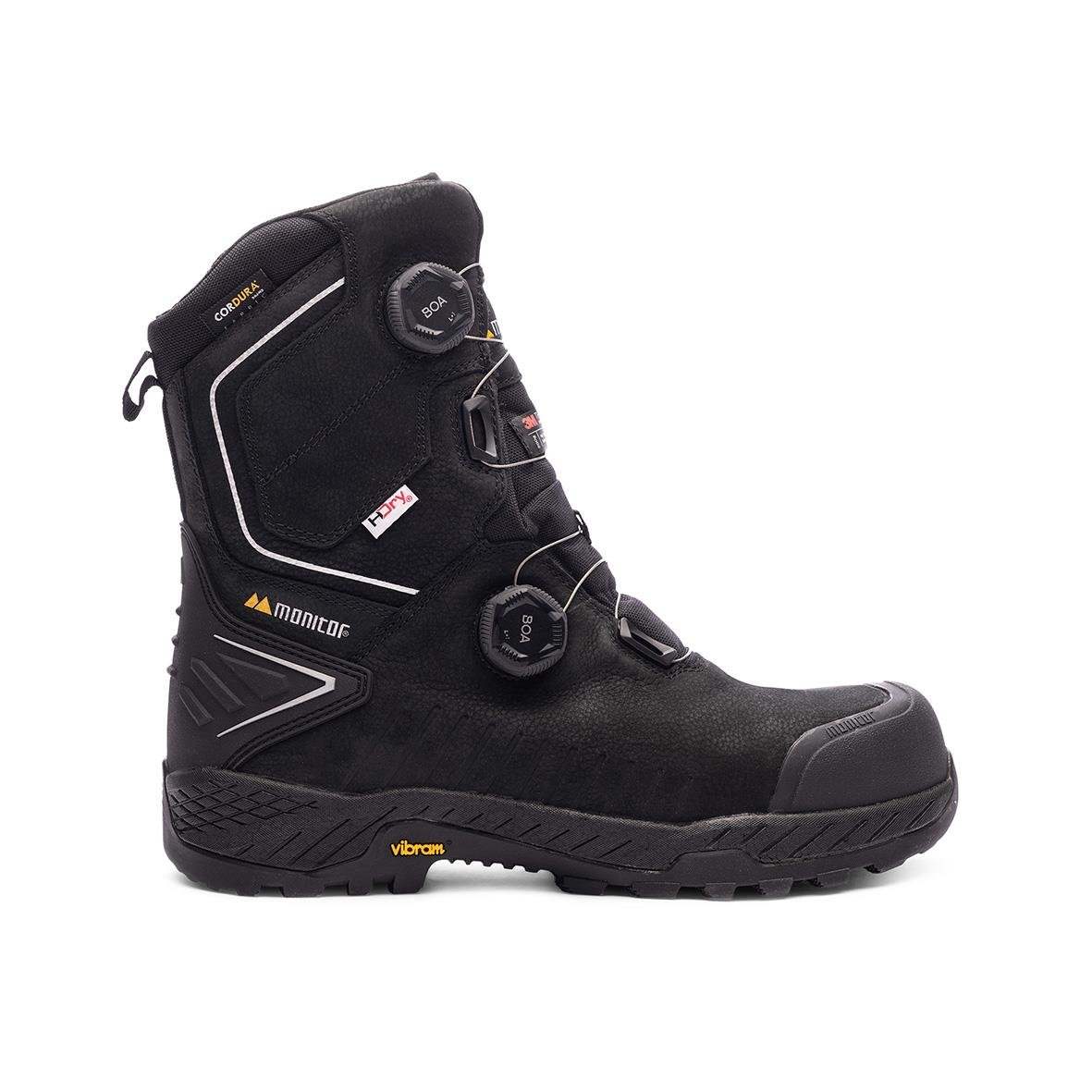 Svart skyddskänga Monitor Artic High 36 med snörning och skydd för arbetsmiljö