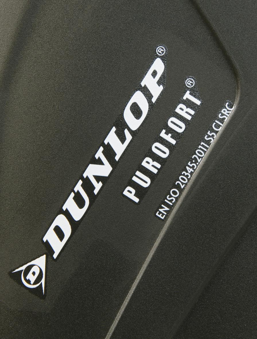 Skyddsstövel Dunlop Purofort+ 36 med logo och produktinformation