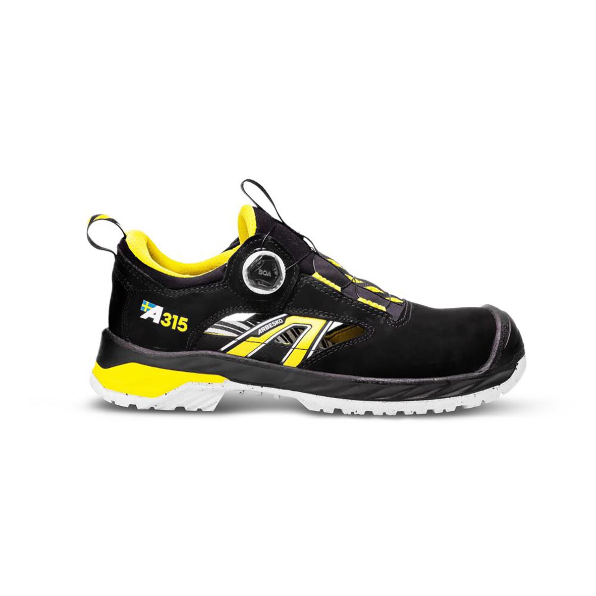 Skyddssandal Arbesko A315 Boa i svart och gult med snörlås och slitstark sula