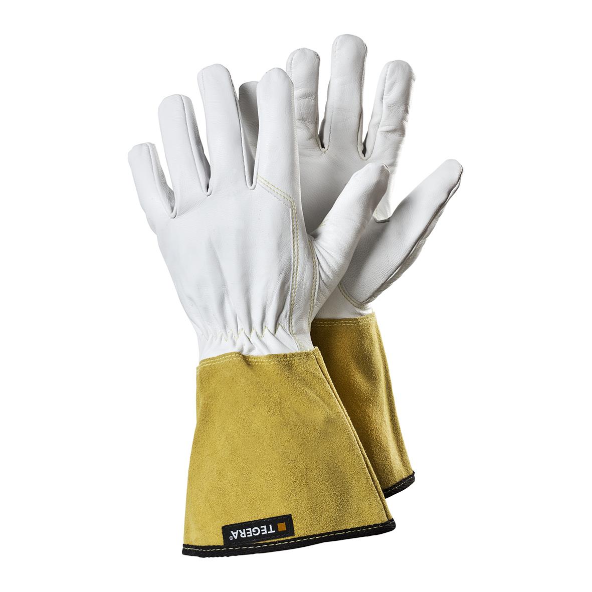 Läderhandske Tegera 126A 7 med gul vaddering och vita handflator