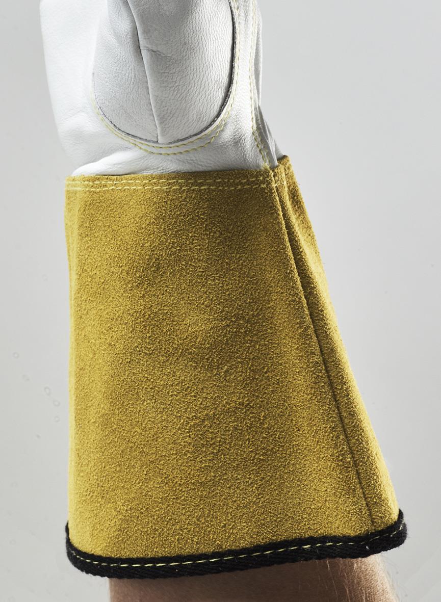 Läderhandske Tegera 126A 7 med gul vaddering och svart kant