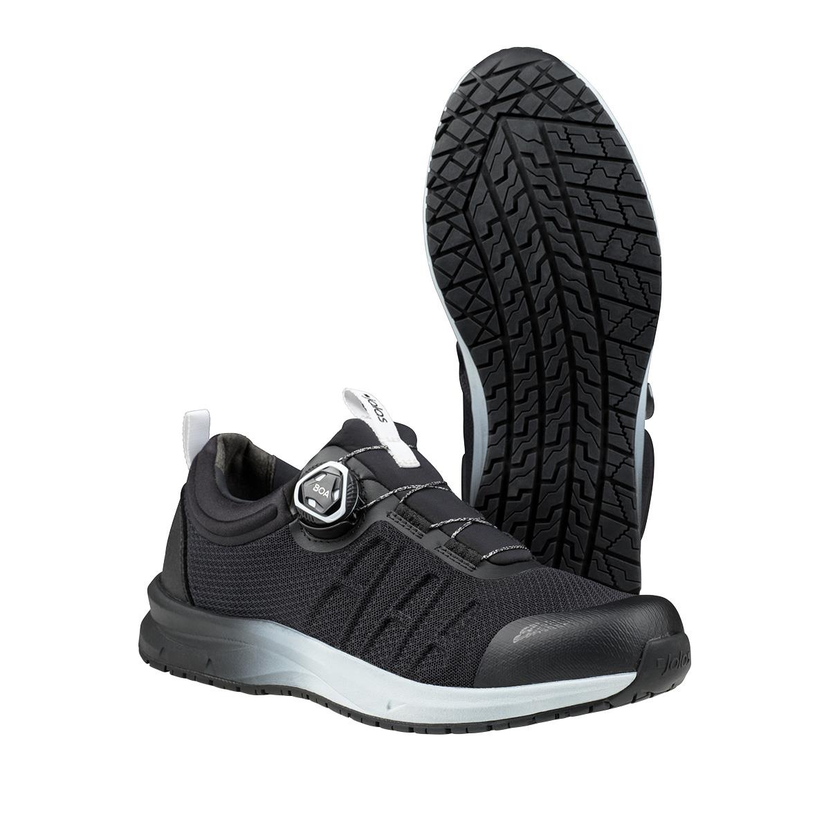 Svarta arbets- och säkerhets skor med snörning och spikskydd, storlek 38