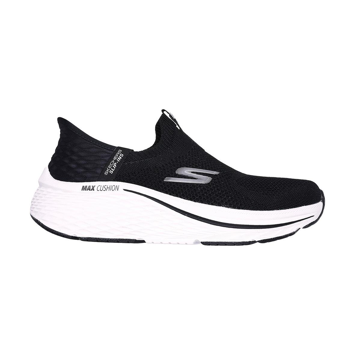 Svarta Skechers Max Cushioning Elite 2.0 damskor med vit sula och mesh-överdel