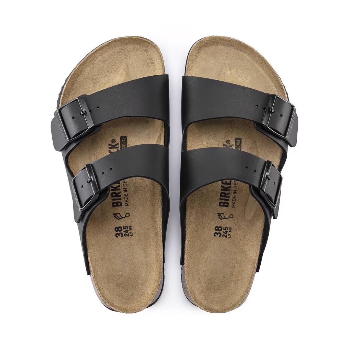 Svarta Birkenstock Arizona SL sandaler i storlek 38 med två justerbara remmar