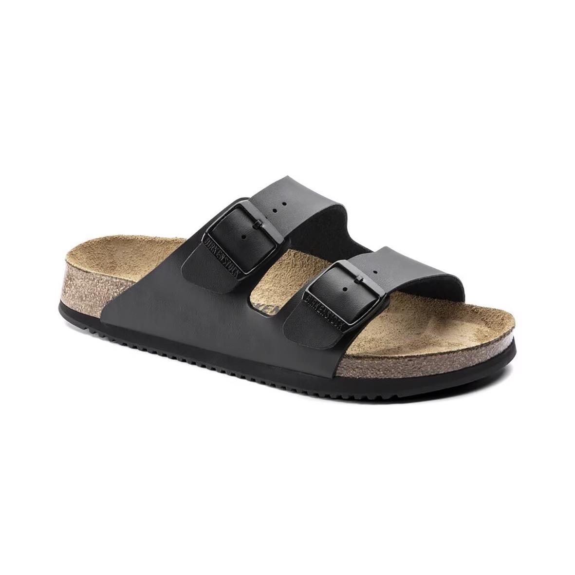 Svarta Birkenstock Arizona SL sandal med två justerbara remmar och korksula, storlek 40