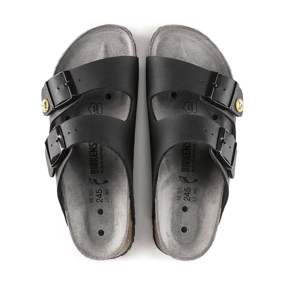 Svarta Birkenstock Arizona ESD sandaler i storlek 36 med två justerbara remmar