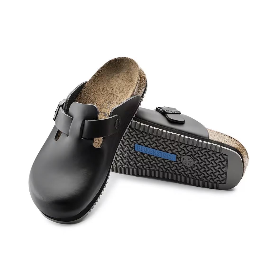 Svarta Birkenstock Boston SL små sandaler med rem och halkfri sula