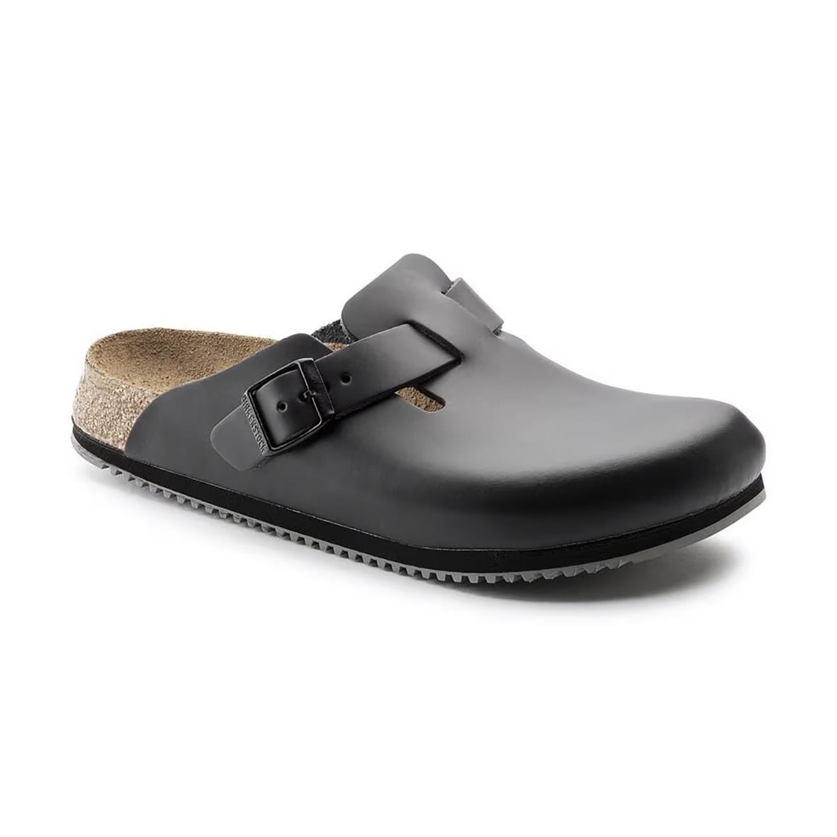 Svart Birkenstock Boston SL Smal sandal i läder med justerbar rem och korksula