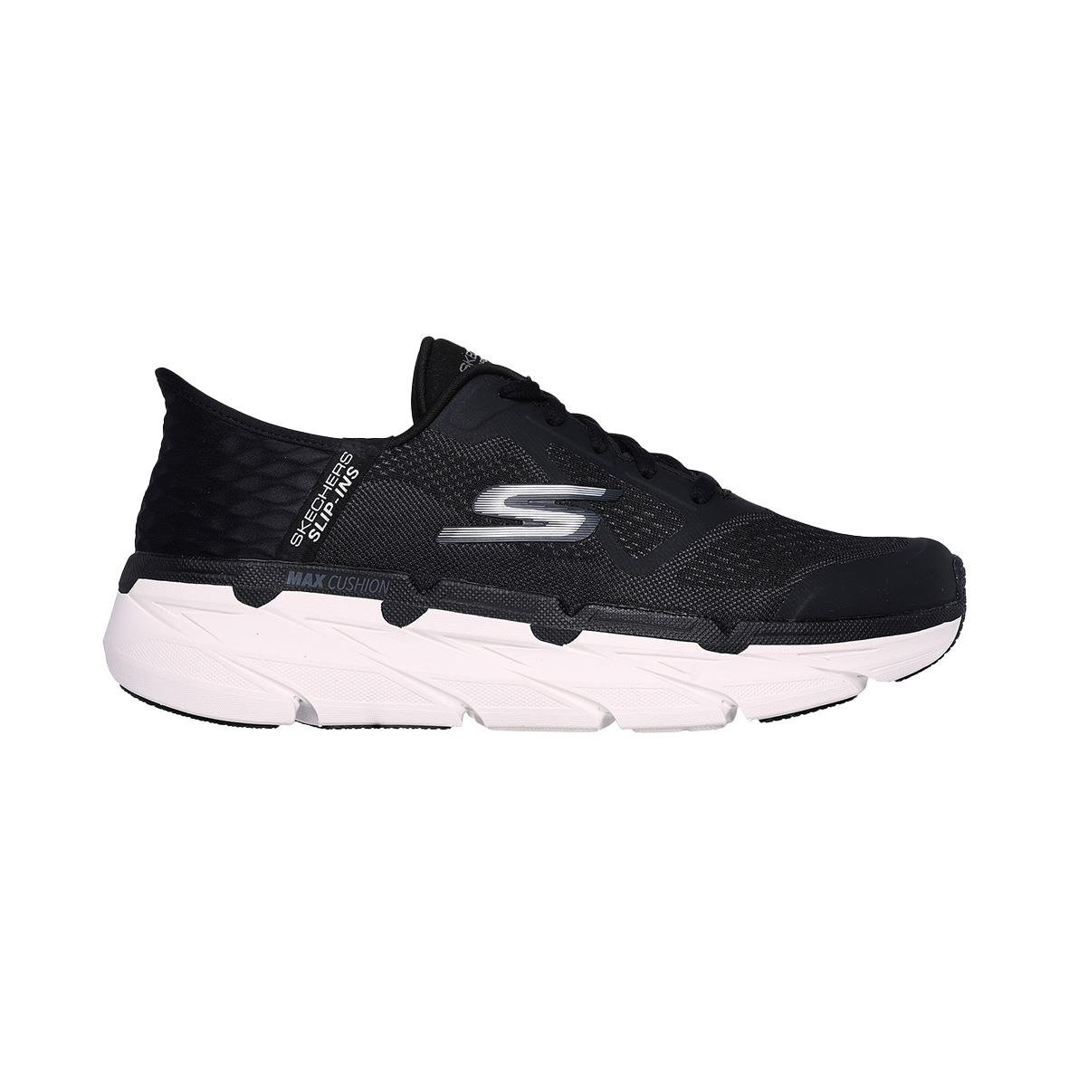 Svarta Skechers Max Cushioning Premier slip-in fritidsskor med vit sula och Skechers logo