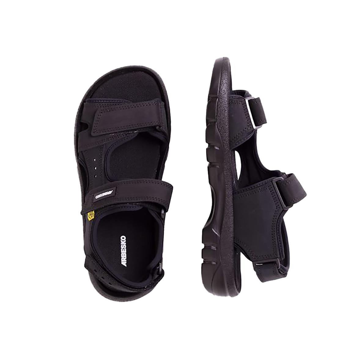 Svarta sandaler Arbesko 1397 för vuxna, öppna med justerbara band och halkfri sula