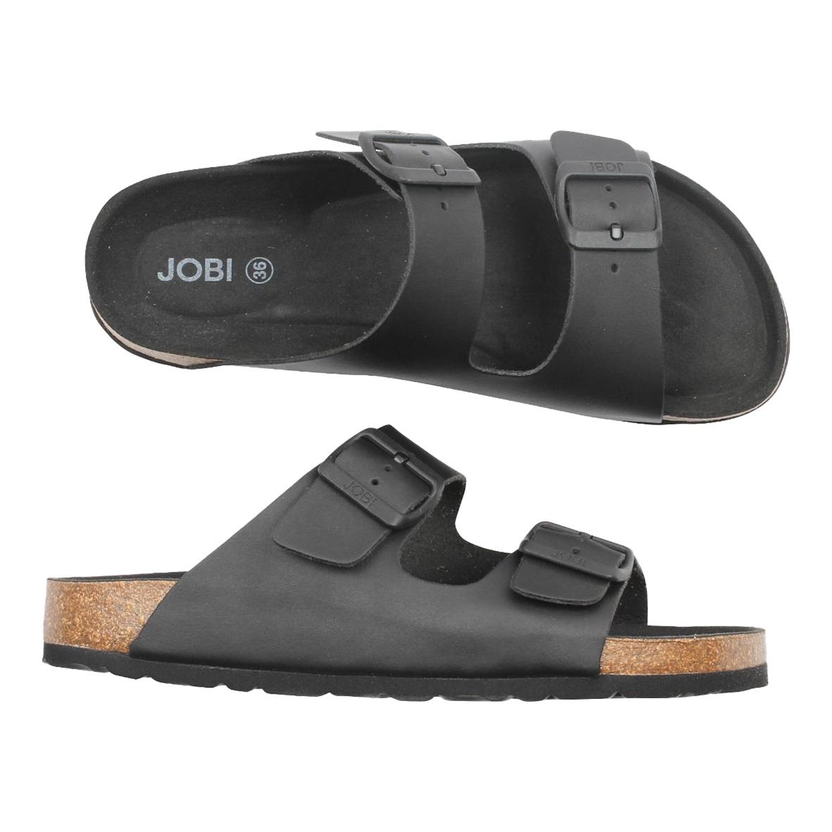 Svarta sandal Jobi Bilbao SoftSole med två justerbara remmar och korksula, storlek 40