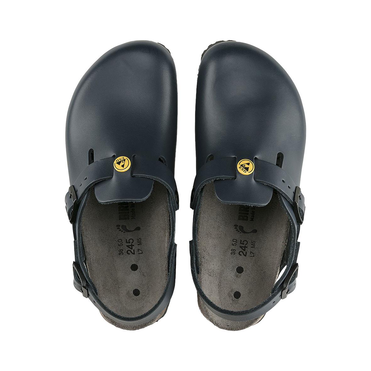 Blå Birkenstock Tokio ESD sandaler i storlek 36 med justerbar rem och gul logotyp