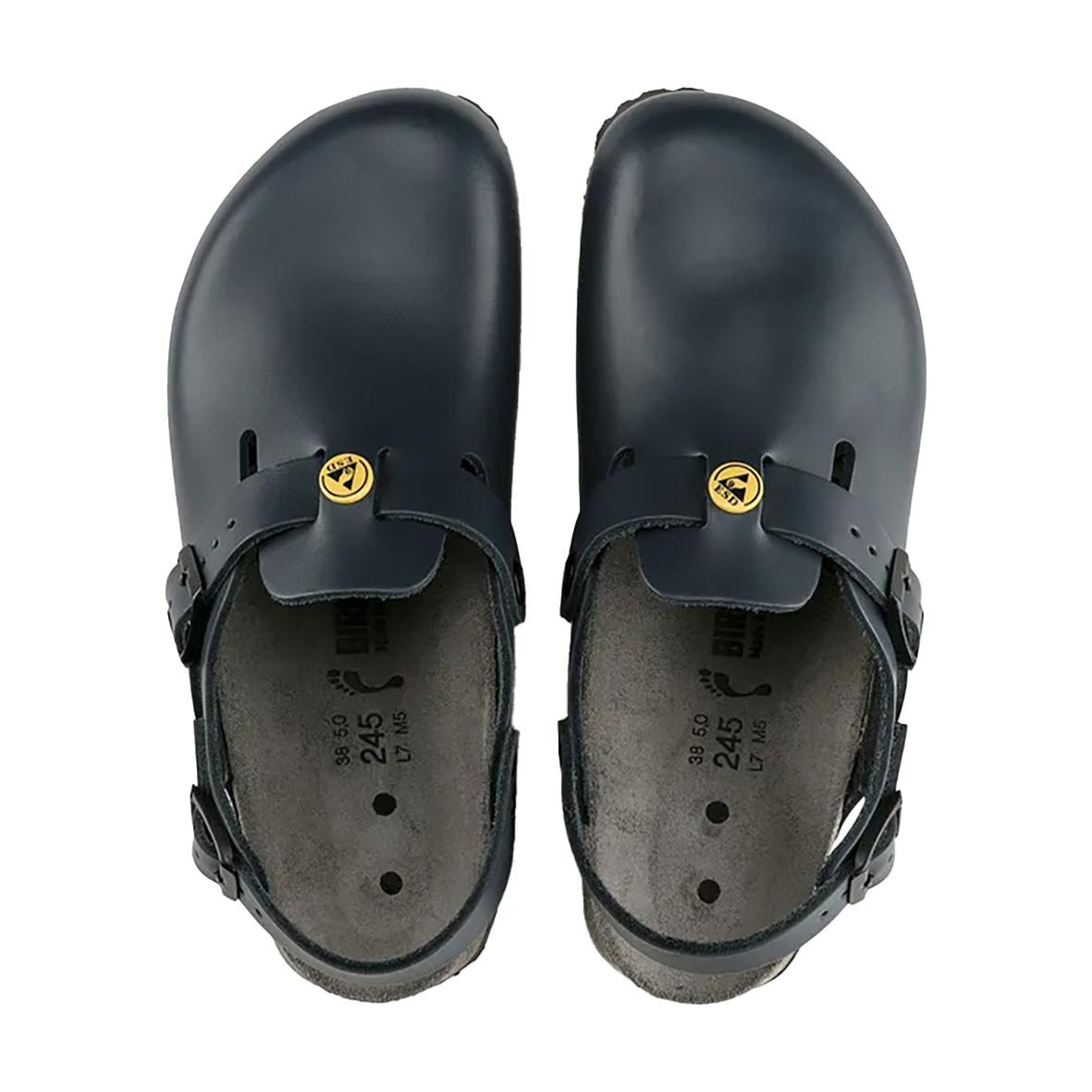 Blå Birkenstock Tokio ESD sandaler i storlek 36 med justerbar rem och gul logotyp