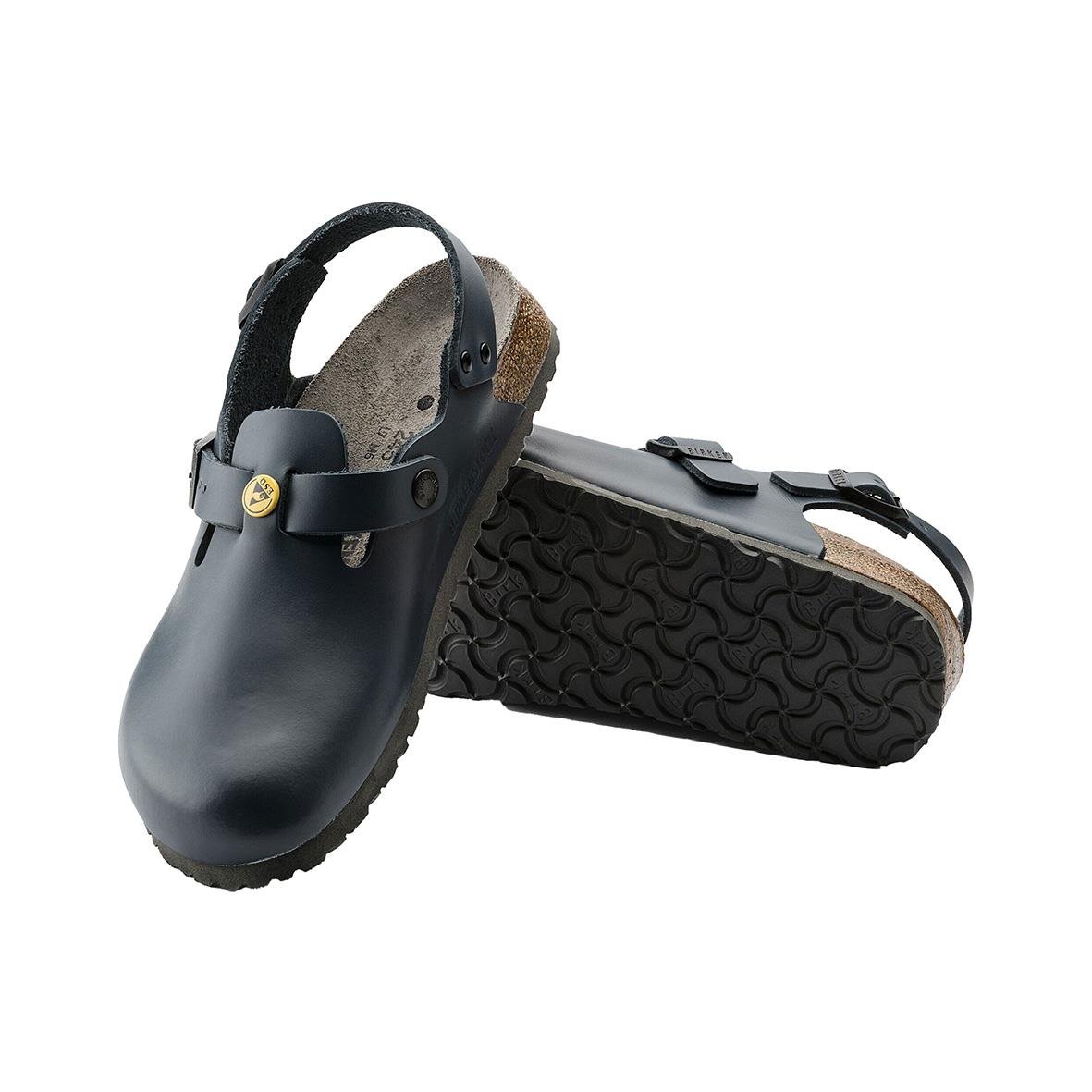 Blå Birkenstock Tokio ESD sandal i storlek 36 med svart rem och gummisula