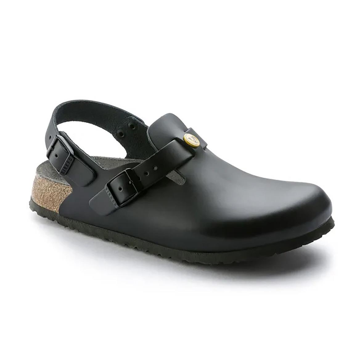 Svart Birkenstock Tokio ESD sandal med justerbar rem och korkklack, storlek 37