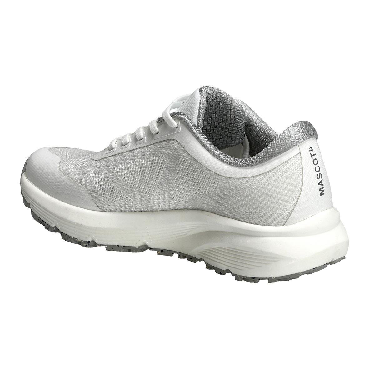 Vit arbetsko med svart innersula och sula, märkt MASCOT