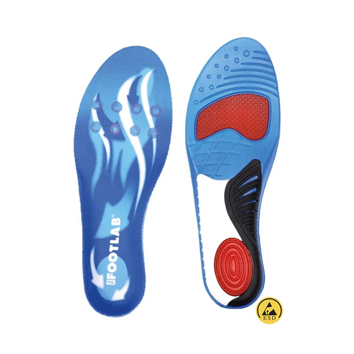 Fotinsats för fotrörelse med blå och röda detaljer, märkt FOOTLAB och ESD