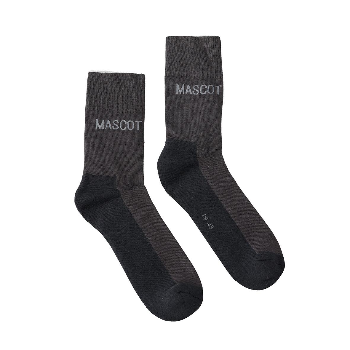 Mörkgrå och svart strumpor med MASCOT-tryck, storlek 39-43